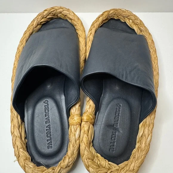 Paloma Barcelo Women’s Kaie Navy Napa Leather Slides. Size 37 EU/ 6.5 US - Picture 4 of 8